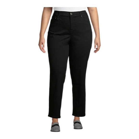 Terra & Sky Mid-Rise Tummy Control Stretch Straight Leg Pull On Jeans Size 14W - Picture 1 of 7
